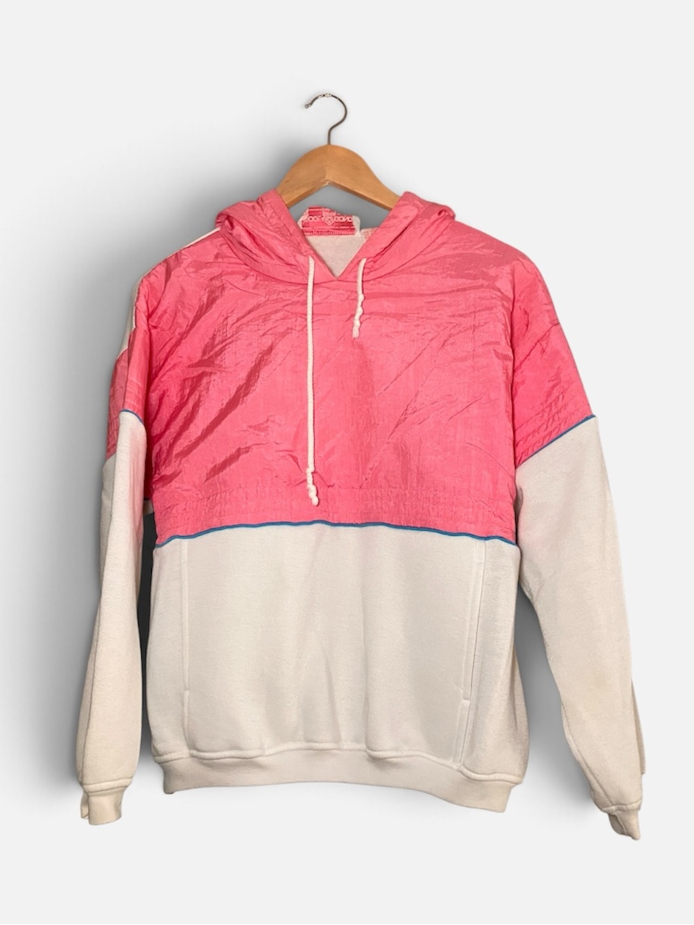 Vintage 1970s 1980s Goolagong Two-Tone Pink and Cream Hooded Pullover